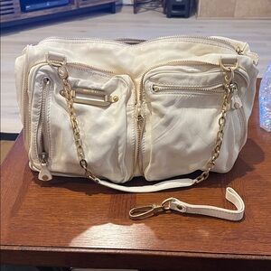 Jimmy Choo Cream Crossbody Bag with Gold Accents